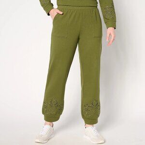 LOGO Life by Lori Goldstein Petite French Terry Joggers - Green Sz PL a662773